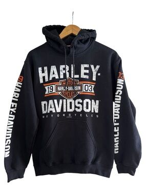 Harley Davidson Banff Canada Eagle Spell Out Graphic Hoodie SZ Small